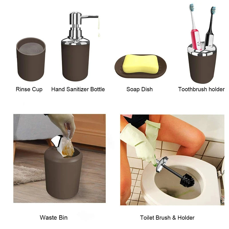 New luxury 4/6 piece bathroom accessories set various styles solid color high-end bathroom accessories set