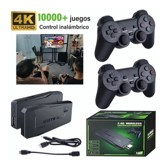 4K Stick Video Game 20000 Classic Retro Games + 2 Wireless Controls; 64 GB Portable Emulator Console