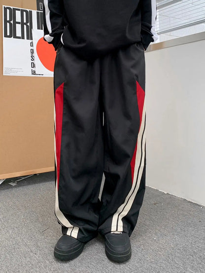 Men's Chic Side-Stripe Joggers, Casual Stretch Straight Leg Sweatpants