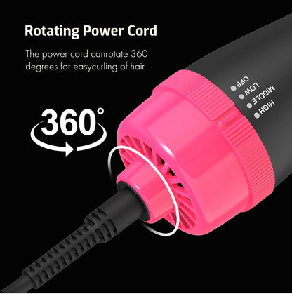 LISAPRO Hot Air Brush &One-Step Hair Dryer Brush &Volumizer 1000W Blow Dryer Soft Touch Pink Styler Gift