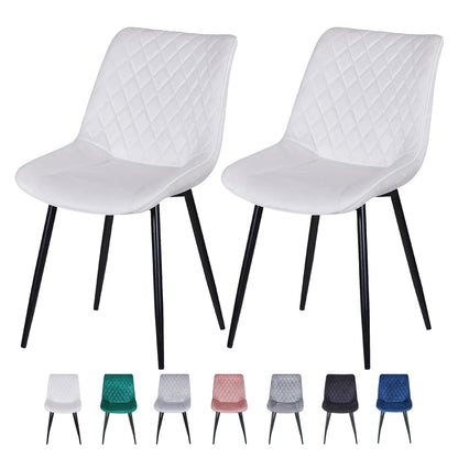 Set of 2 Dining Chairs Leisure Velvet Dining Chairs Padded Seat & Metal Legs for Dining Living Room Kitchen  Restaurants-Elle
