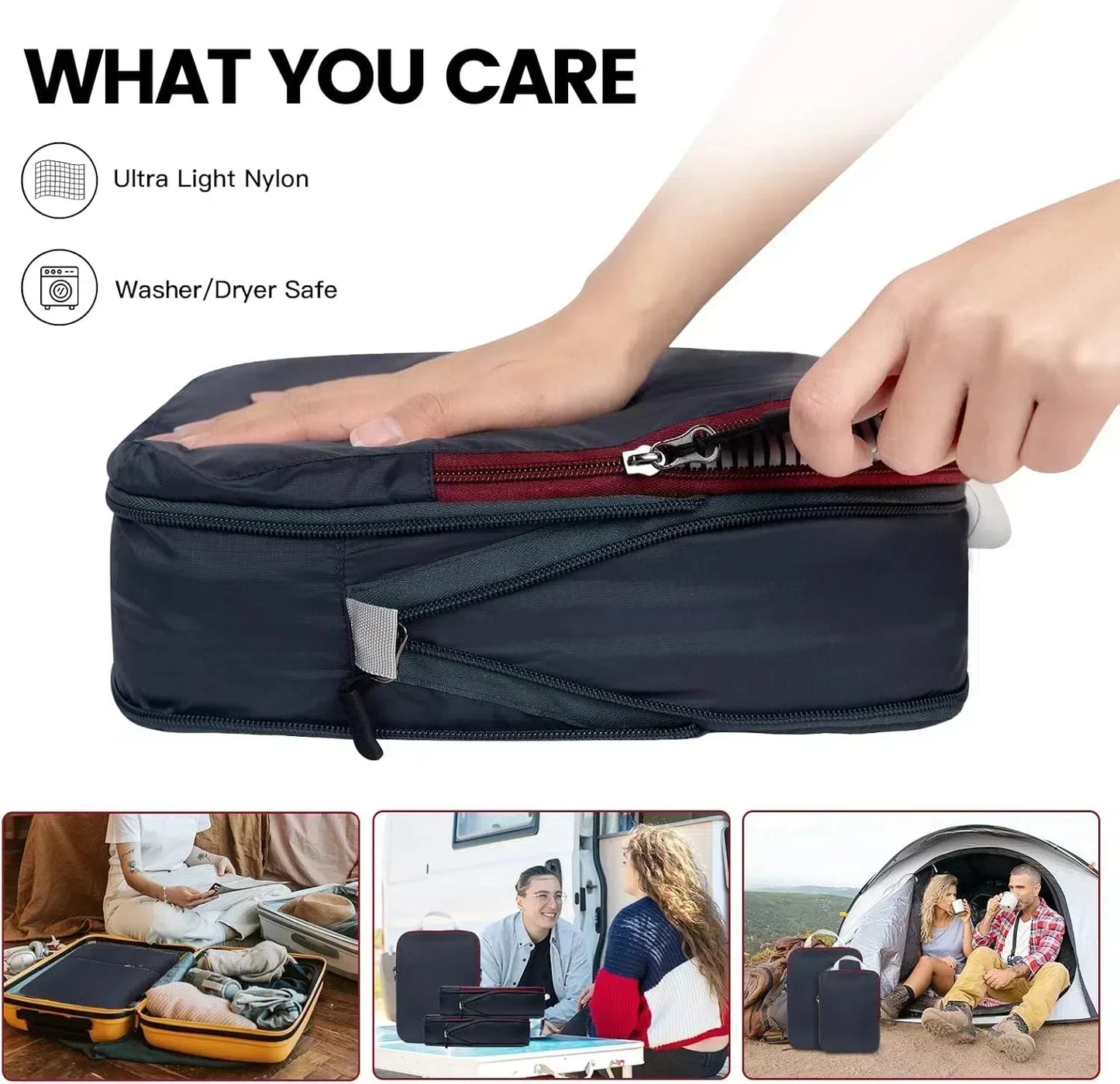 2/6/9 Set Compression Packing Cubes Waterproof Travel Organizer Bags Space-Saving Luggage Storage for Suitcase Travel Essentials