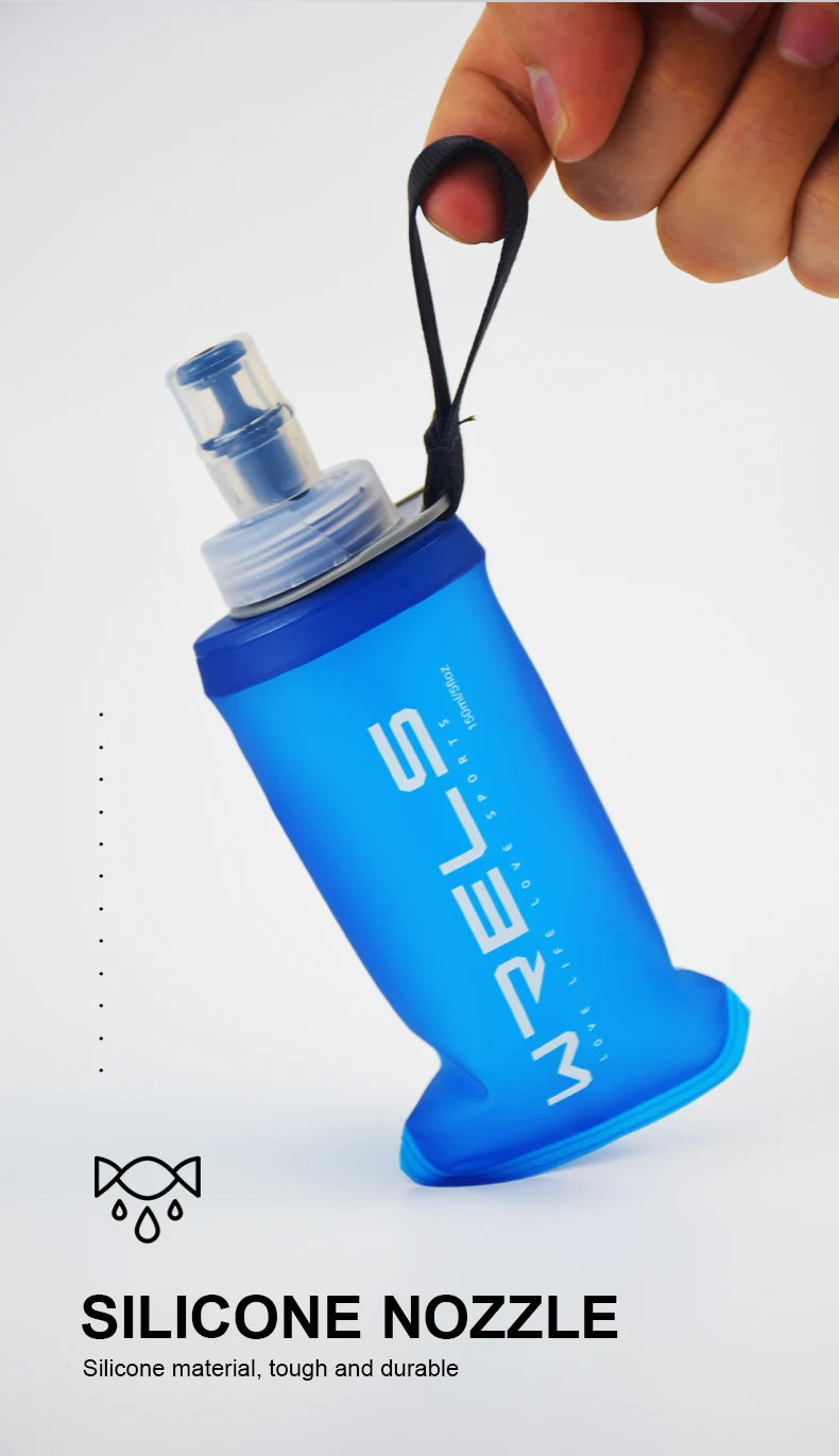 WRELS Folding Water Bottle TPU BPA-Free Collapsible Soft Flask Outdoor Sport Hiking Camping Running Portable Soft Water Bottle