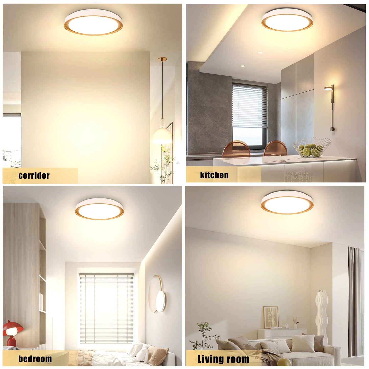 Modern LED Ceiling Light Wood  Home Lightng Living Room Kitchen Bedroom Bathroom Room Surface Ceiling Lamp Home Decoration