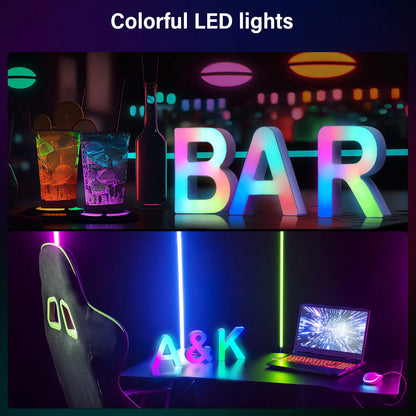 Smart LED Letters Lights Alphabet Light Decorative Name Letter Number Lamp Night Light USB MeRGBW App Music Sync Logo Game Home