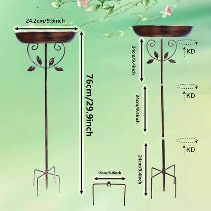 Bird Bath Feeder Bowl 5-Pronged Base Metal Bird Feeder Freestanding Birdbath for Yard Patio Outdoors Garden Iron Pedestal Stake