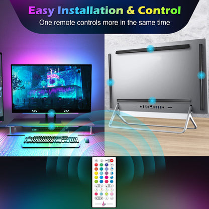 Smart RGB LED Under Monitor Light Bar Bluetooth APP Remote Control Computer Lamps Music Sync Timer Screen Hanging Desk Light