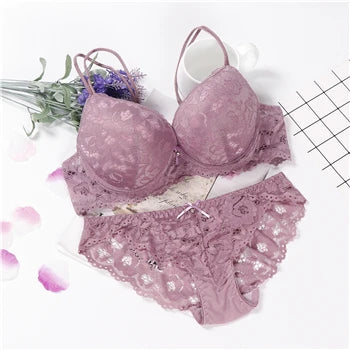 Lingerie  Sexy Bra Set  Women Push Up Lenceria Mujer Femme Underwire Langerie Girl Bralette Bras And Panty Feminina Lace Underwe