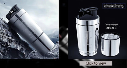 28OZ Whey Protein Powder Sports Shaker Bottle For Water Bottle Gym Nutrition Blender Cup Stainless Steel Extreme Sport Space Cup