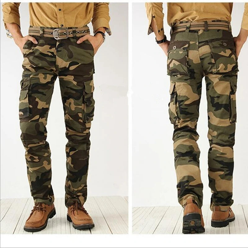 2024 Mens Trousers Autumn Army Green Fashion Men Cargo Pants Male Camouflage Pants size 38