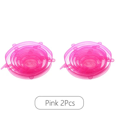 LMETJMA 6/12PCS Reusable Silicone Stretch Lids Kitchen Fresh Keeping Covers Compression Universal Silicone Stretch Lids KC0338
