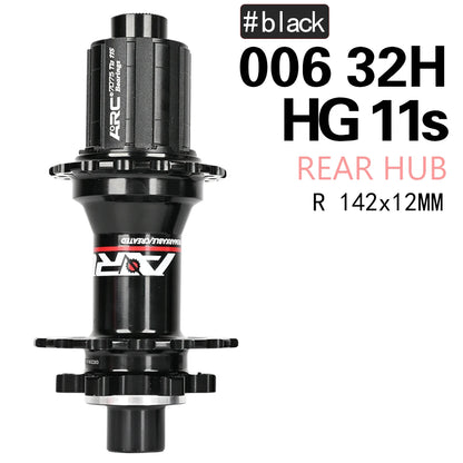 Bicycle Hubs ARC MT006 MTB Bike Hubs, 4 NBK Bearings, 28/32/36 Holes, 6-Bolt Disc Brake, 8-11 Speed, 4-Pawl 3-Tooth Design