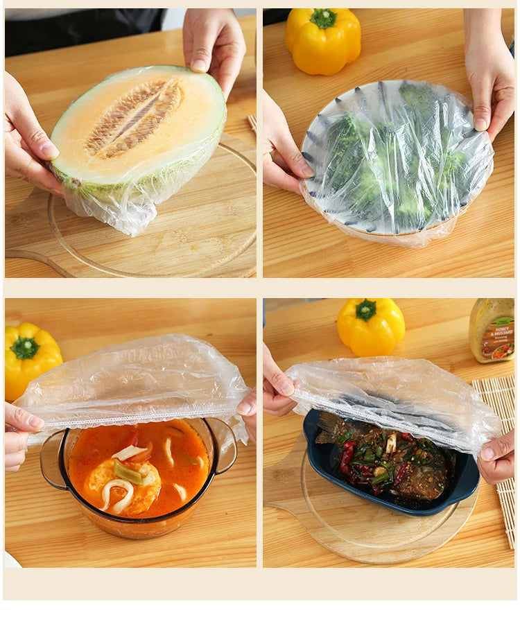 Disposable Food Storage Covers Bags for Bowls Plates Dishes Shower Cap Reusable Food Storage Elastic Fresh Keeping Silicone Lid