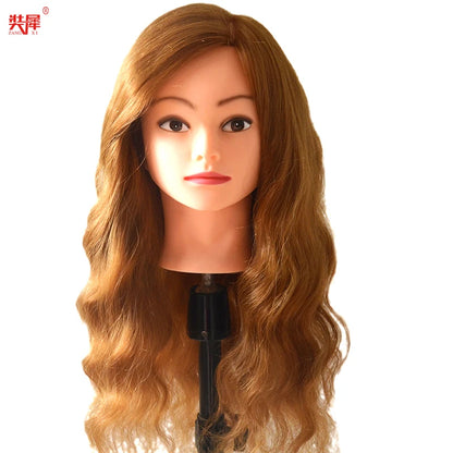 85%Real Hair Doll Head For Hairstyle Professional Training Head Kit Mannequin Head Styling To Practice Hot Curl Iron Straighten