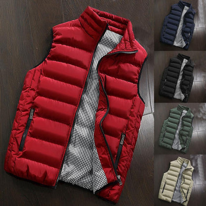 Oversize Down Coat Men Vest Waterproof Padded Thick Warm Winter Waistcoat for Men Down Jacket Vest Work Daily Wear