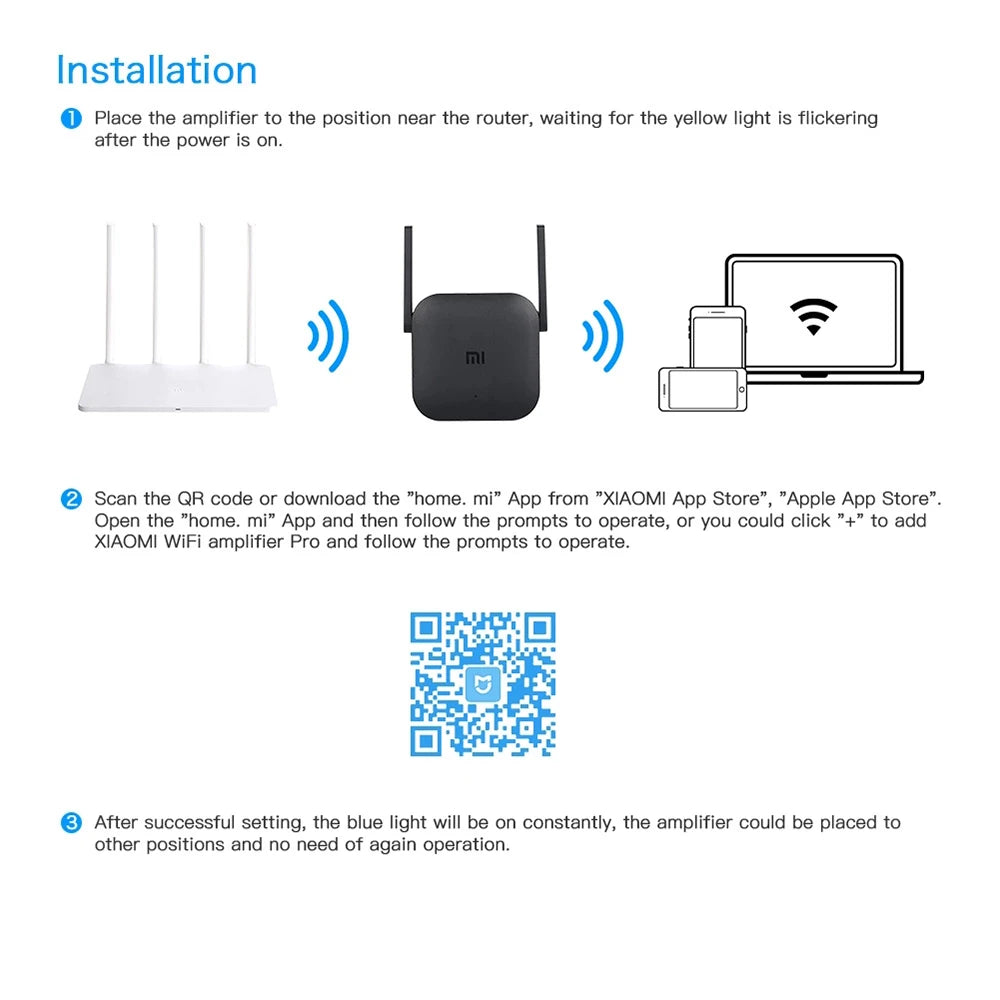 Original Xiaomi Mijia Wifi Amplifier Pro 300M 2.4G Repeater Network Expander Range Extender Roteader Mi Wireless Wi-Fi Router