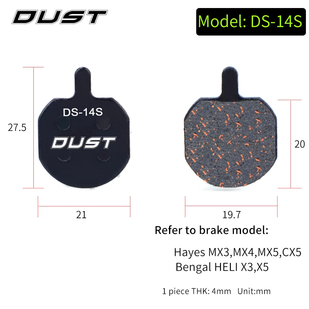 DUST 1Pair Semi-Metal Bicycle Hydraulic Disc Brake Pads MTB Mountain Bike Parts for SHIMANO XT XTR M315 SRAM Avid BB5 BB7 E1 E3