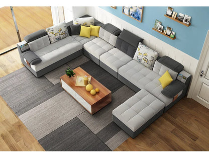 Living Room Sofa set U Home Furniture modern linen hemp fabric sectional sofas American country muebles de sala moveis para casa
