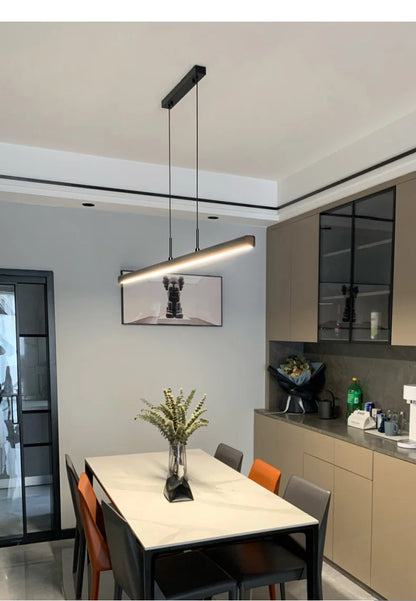 One word minimalist dining room chandelier modern long strip dining table lamp luxury dining room bar table lamp office light