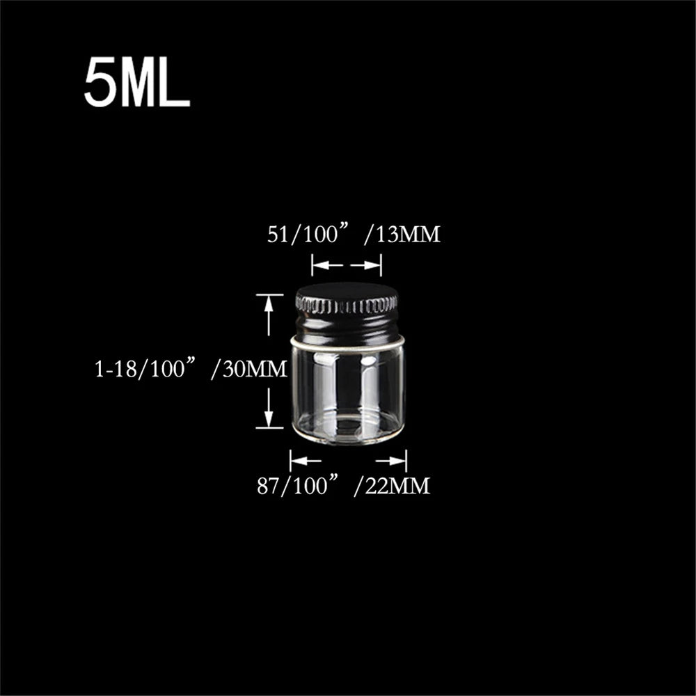 22*30*14mm 5ml Glass Bottles With Aluminium Cap Small Transparent Mini Empty Glass Jars Bottles Botellas 100pcs