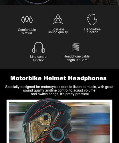 VR robot Motorcycle Helmet Headset 3.5mm Jack Wired Earphones Music Headphones with Handsfree for Motorbike Rider
