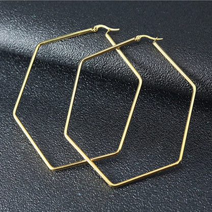 Titanium Steel Exaggerated Geometric Square Rhombus Hoop Earrings for women Big Earring Statement Ear Ring Nightclub Jewelry