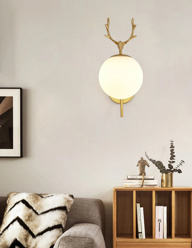 Decorative Modern Wall Lamp with Glass Shade Bedside Bedroom Loft Design Up Down Iron Led Wall Lights Gold for Home Mirror E27