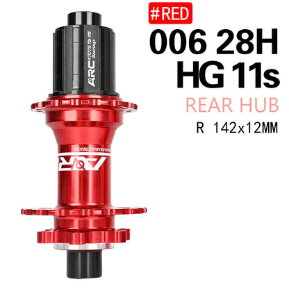 Bicycle Hubs ARC MT006 MTB Bike Hubs, 4 NBK Bearings, 28/32/36 Holes, 6-Bolt Disc Brake, 8-11 Speed, 4-Pawl 3-Tooth Design