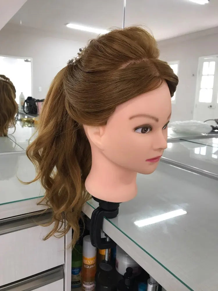 85%Real Hair Doll Head For Hairstyle Hairdressing Professional Mannequin Head Styling To Practice Hot Curl Iron Straighten