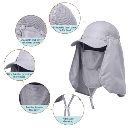 Outdoor Sport Hiking Visor Hat UV Protection Face Neck Cover Fishing Sun Protection Cap Women Men Cap