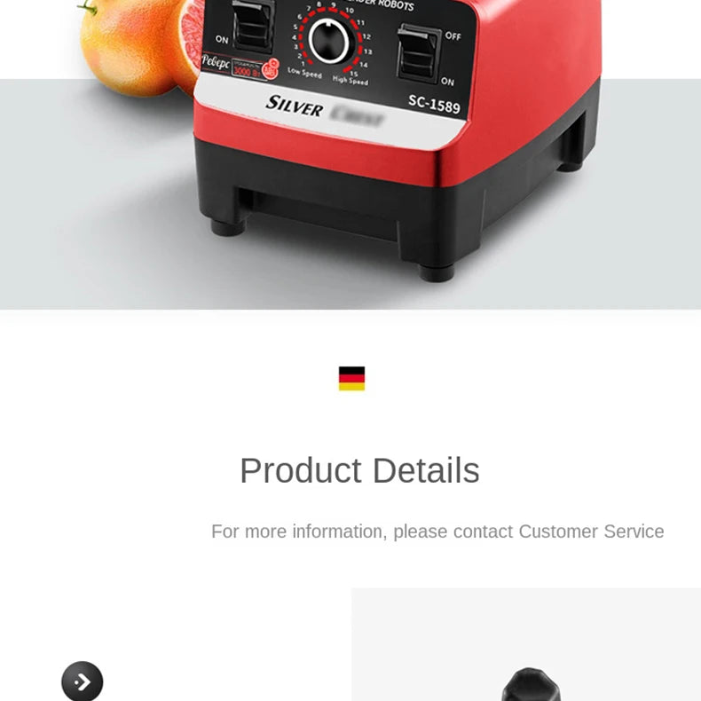 THANKSHARE 3000W Heavy Duty Commercial Grade Blender 6 Blades Mixer Juicer Fruit Food Processor Ice Smoothies BPA Free 2L Jar