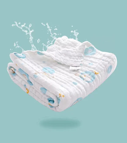 Baby Bath Towel Muslin Cloth Kids Bathrobe Child Blanket Wrap for Newborn Infant Toddler Boys Girls Gauze Cotton 110*110cm