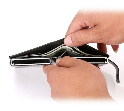 PUOU Double Card Wallet Aluminium RFID Blocking Metal Card Package Card Holder Credit Card Case Men Card ID Holder Card Box