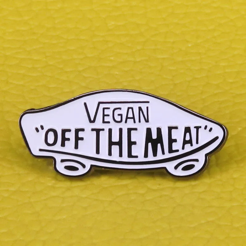 Vegan Enamel Pin Hamburger Broccoli Carrot Pussy Vegetarian Vegetables Badge Cartoon Brooch