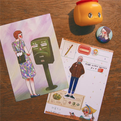 Cute girls in the stationery shop Stickers Scrapbooking Craft Diary Album Phone Computer Seal Stickers Decorative