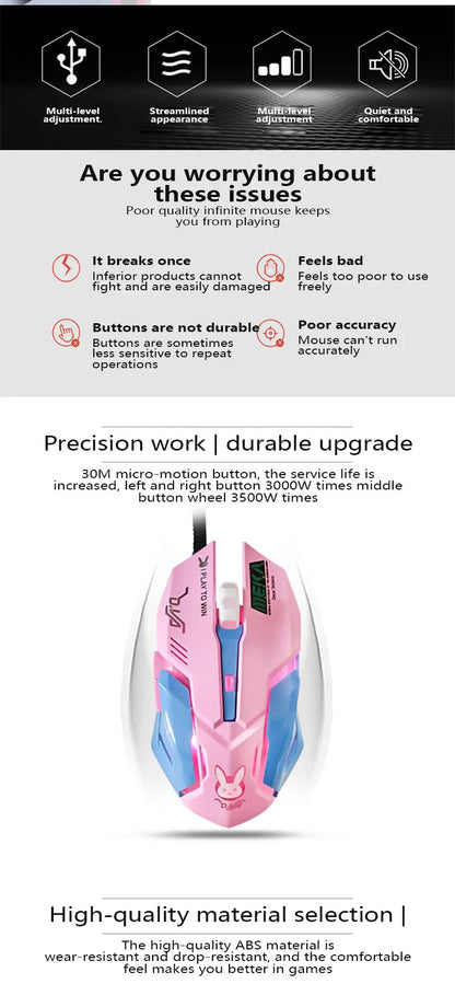 New 2022 Silent Wired Computer Mouse LED Backlight Ergonomic PC Notebook Computer Mouse Variety Optional Computer Accessories