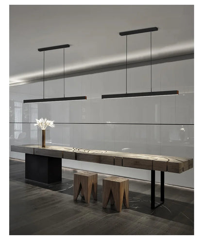 One word minimalist dining room chandelier modern long strip dining table lamp luxury dining room bar table lamp office light