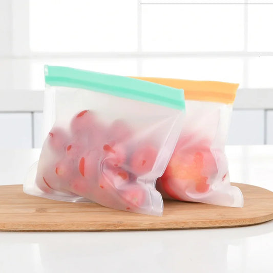 200Pcs/Lot Reusable Food Storage Bag Ziplock Leakproof Food Bag for Snack/ Fruit Food Zipper Fresh Container Bags wholesale