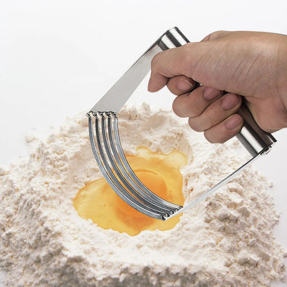 Manual Stainless Steel Dough Blender, Pastry Cutter, Ergonomic Handle, 5 Blade Baking Tool, Kitchen Gadget, Hot Sell