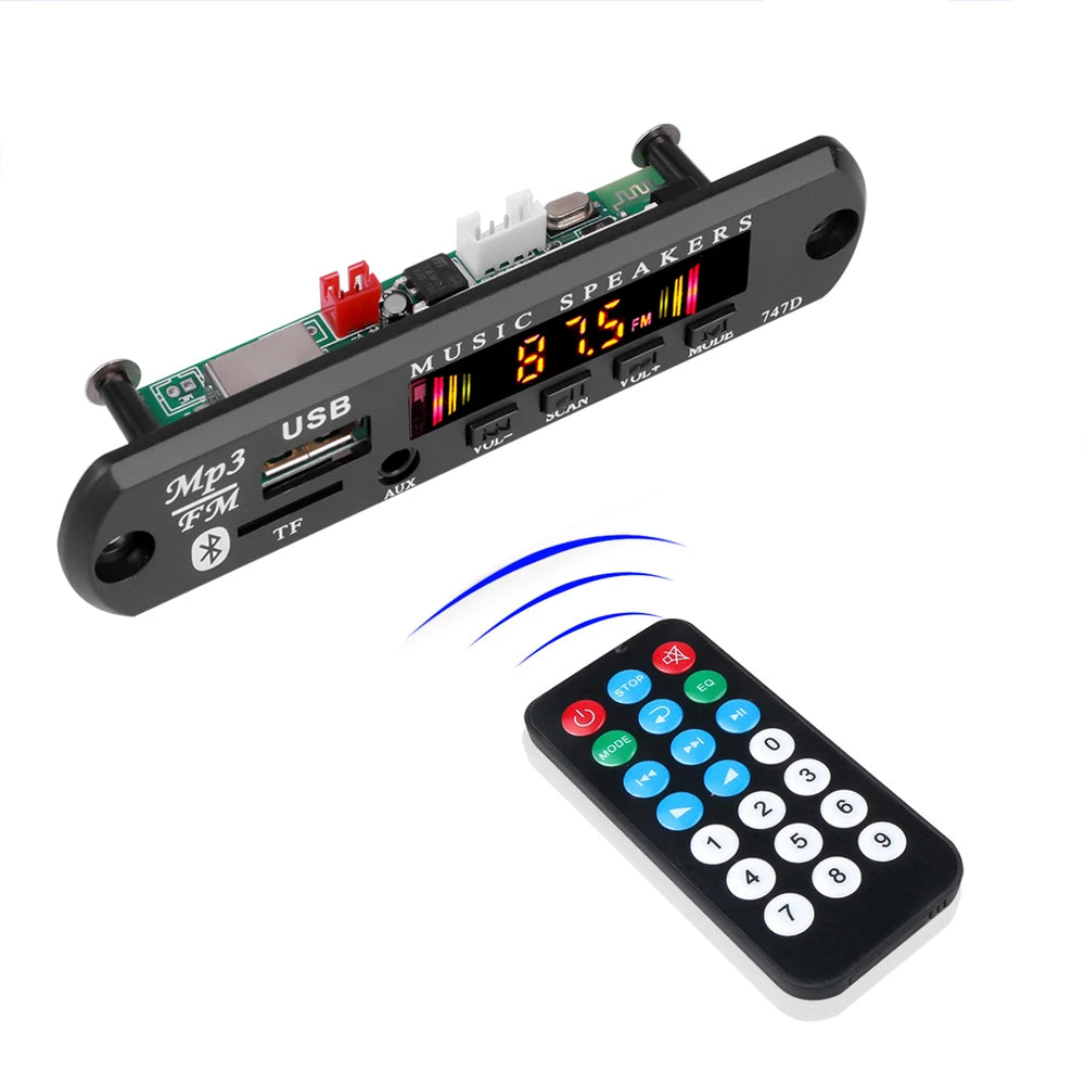 Bluetooth 5.0 Car Kit Wireless MP3 Decoder Board Audio 9V-12V WMA Car Music Player Module Lossless Audio USB AUX TF Radio