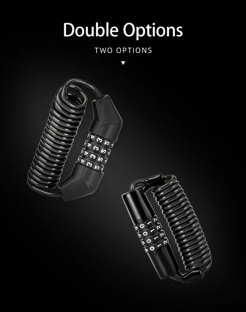 ROCKBROS Mini Password Lock Anti-theft Bicycle Durable Steel Wire Lock Helmet Lock Chain Bike Frame Lock Bike Accessories