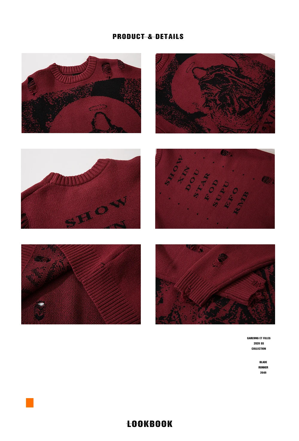 With Necklace Ripped Oversized Sweaters Frayed Knitted Black Goth Men Y2k Grunge Women Vintage Sweater Harajuku Tops Pullovers