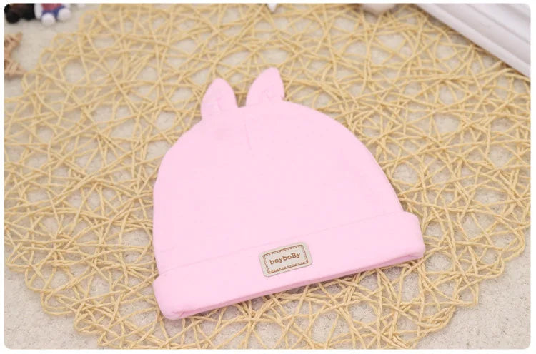 Baby Hat for Newborn Solid Color Cap Kids Bunny Hats Children Soft Cotton Breathable Sweat-Absorbent Boys Girls Baby Stuff