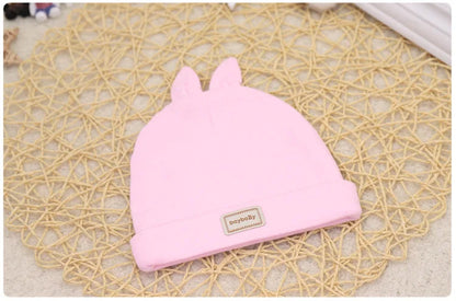 Baby Hat for Newborn Solid Color Cap Kids Bunny Hats Children Soft Cotton Breathable Sweat-Absorbent Boys Girls Baby Stuff