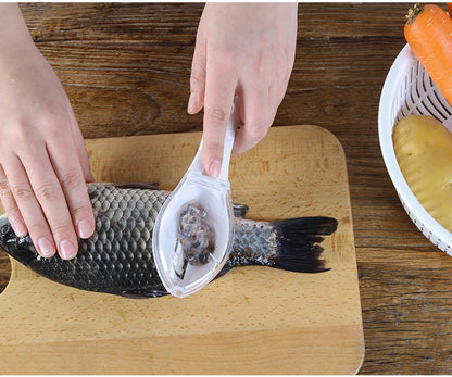 WIKHOSTAR Fish Scale Scraper Fish Skin Brush Seafood Tools Fast Remove Fish Scraper Cleaning Knife Kitchen Accessories