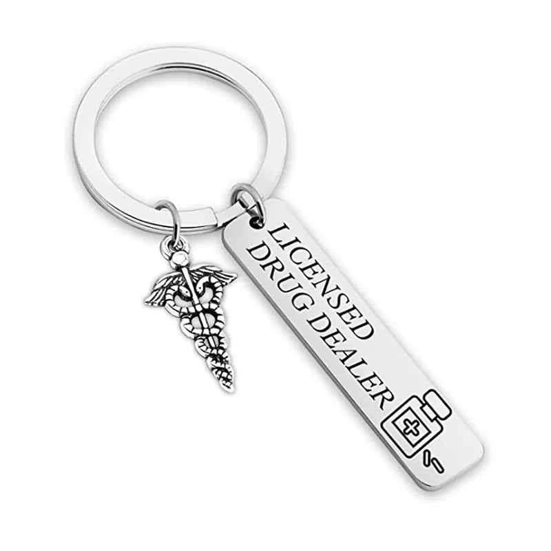 Nurse Medical Pharmacist Gift Funny Keychain Pharmacy Student School Graduation Gift Funny Licensed Drug Dealer Keychain