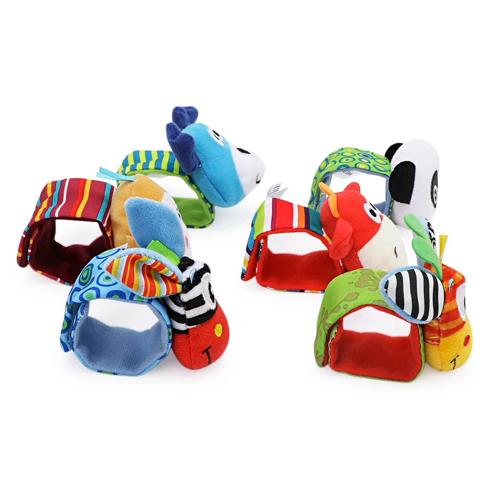 1PairBaby Toys 0-6-12 Months Cute Stuffed Animals Baby Rattle Socks Wrist Baby Rattles Newborn Toys Make Sounds Games For Babies