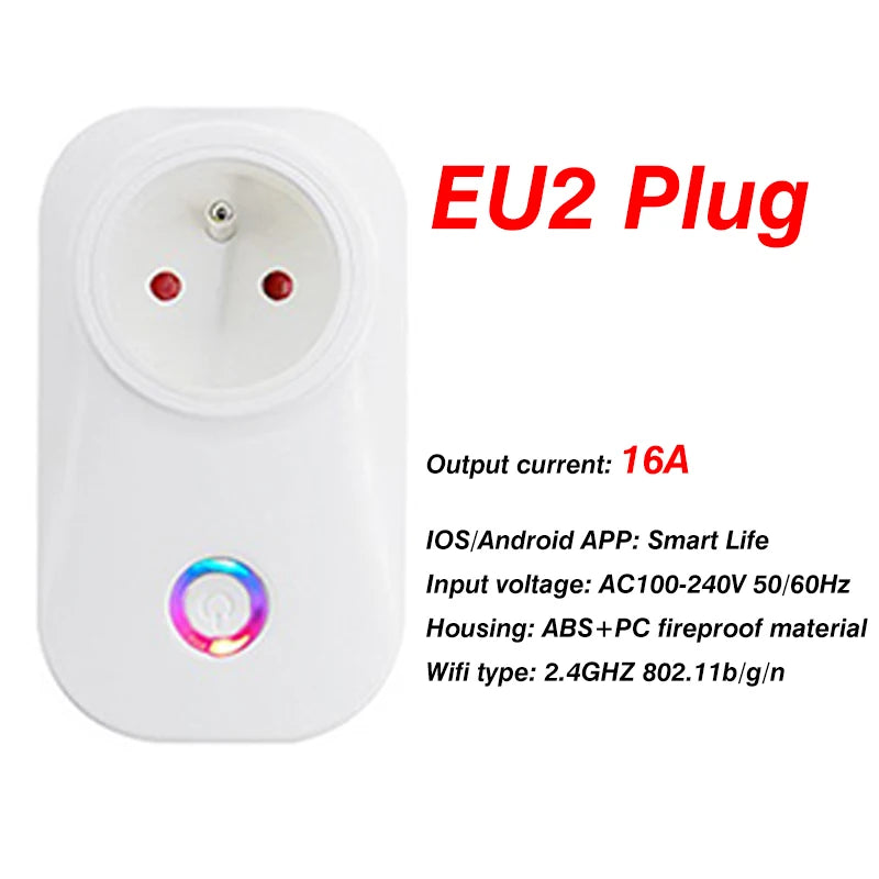 EU Smart Plug WiFi Socket power energy meter 10A/16A Power Monitor Wattmeter Timing Function  watt meter Tuya SmartLife APP