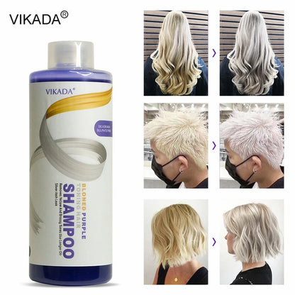 Vikada Blonde Purple Hair Shampoo Removes Yellow and Brassy Tones for Silver Ash Look Blonde Bleached Highlighted Shampoos 500ml