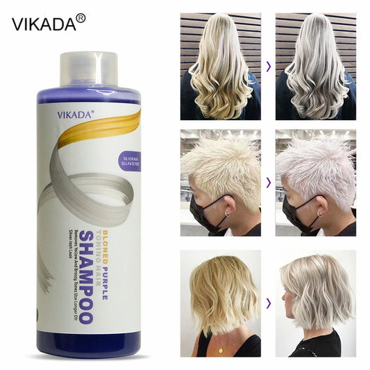 Vikada Blonde Purple Hair Shampoo Removes Yellow and Brassy Tones for Silver Ash Look Blonde Bleached Highlighted Shampoos 500ml